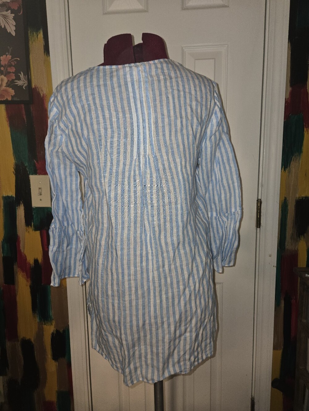 Lilly Pulitzer Hollie Linen Tunic Lunar Blue Bimini Stripe XS - Picture 2 of 6